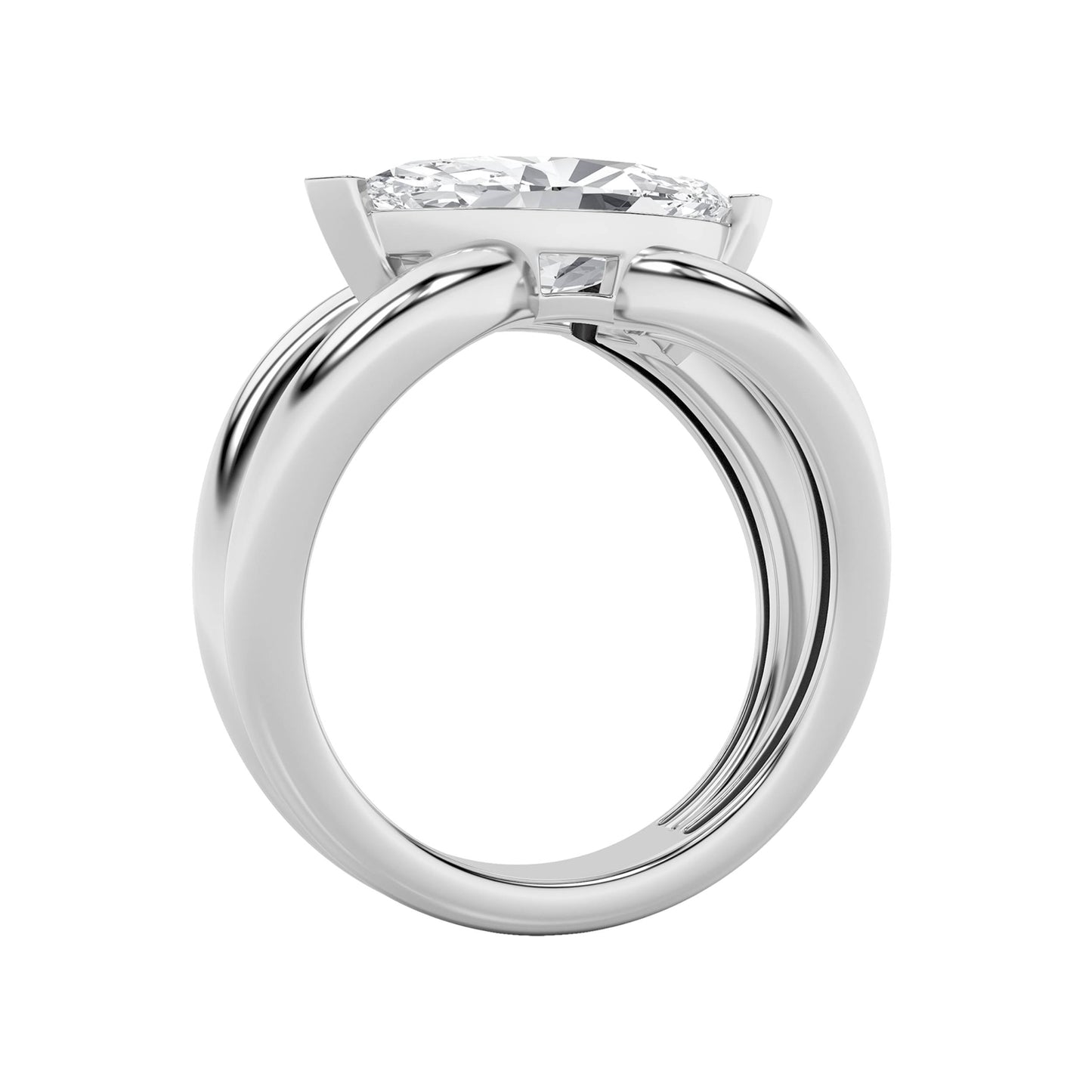 2Cttw Marquise Shaped Lab Grown Diamond (F/VS) East West Solitaire Engagement Ring 14K Gold