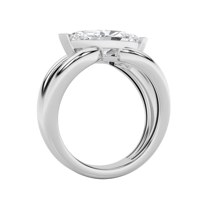 2Cttw Marquise Shaped Lab Grown Diamond (F/VS) East West Solitaire Engagement Ring 14K Gold