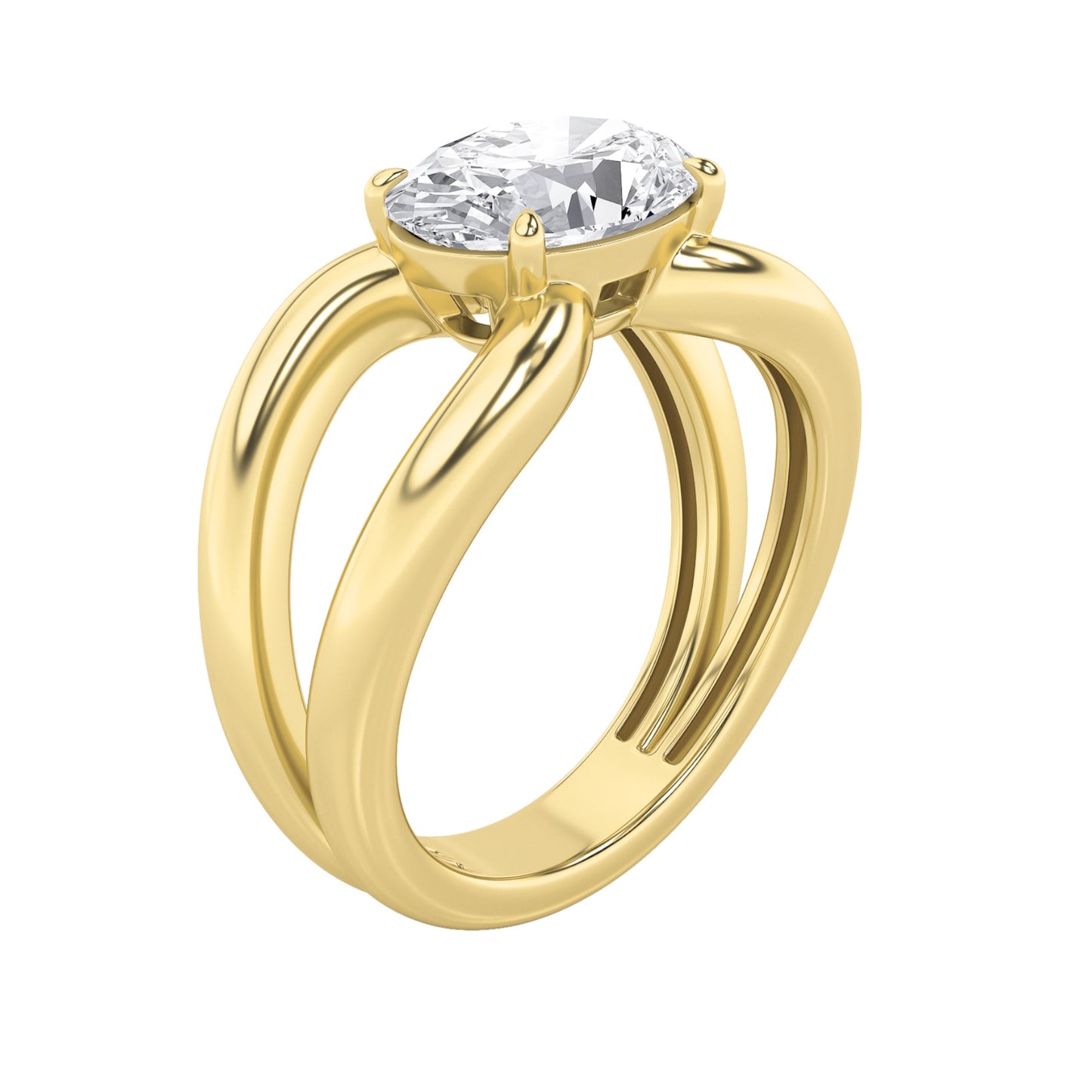 2Cttw Oval Shaped Lab Grown Diamond (F/VS) East West Solitaire Engagement Ring in 14K Gold