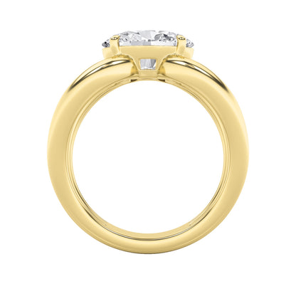 2Cttw Oval Shaped Lab Grown Diamond (F/VS) East West Solitaire Engagement Ring in 14K Gold