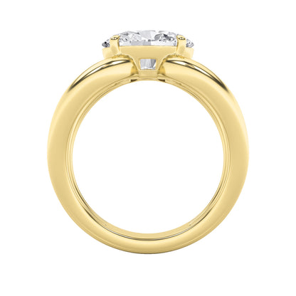 2Cttw Oval Shaped Lab Grown Diamond (F/VS) East West Solitaire Ring in 14K Gold