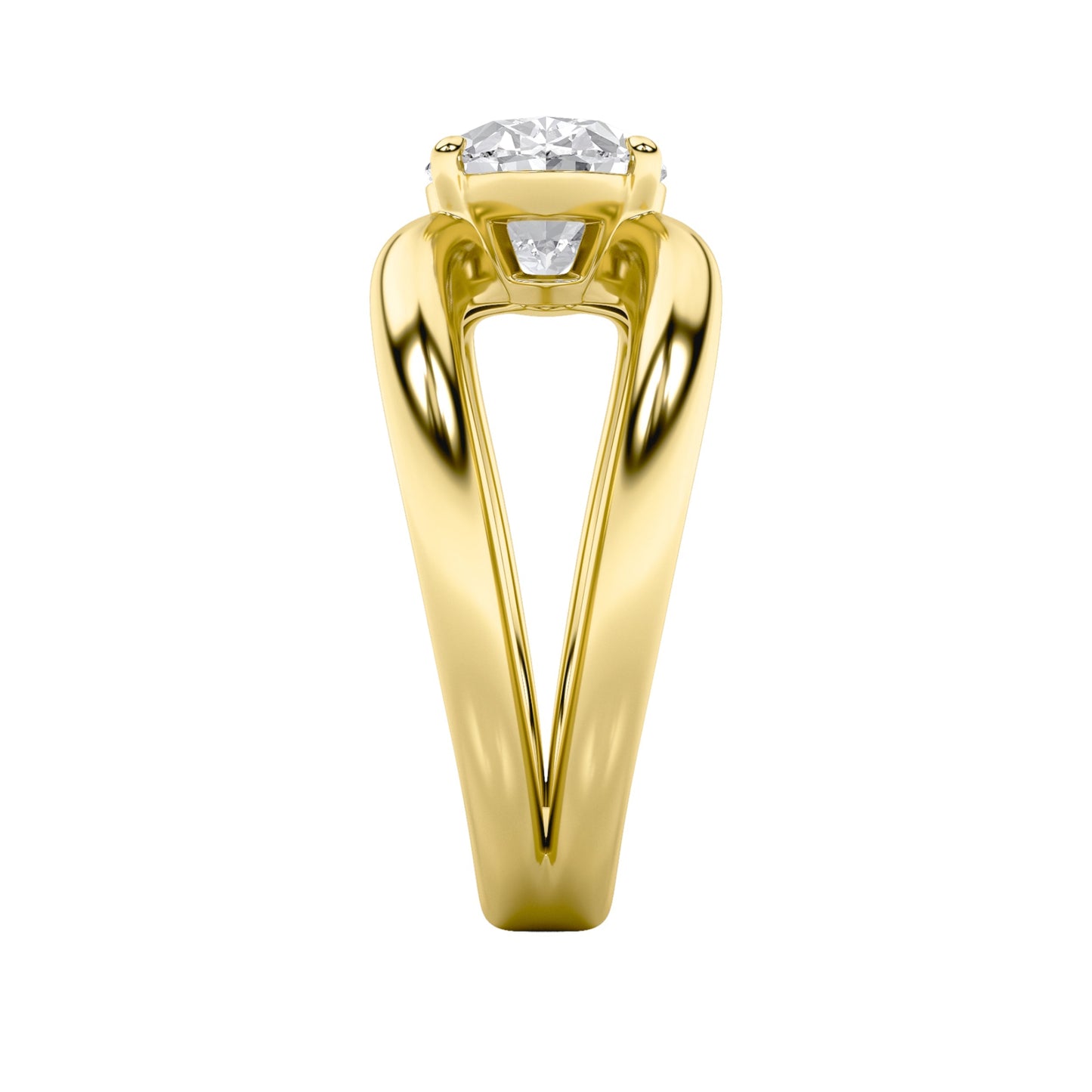 2Cttw Oval Shaped Lab Grown Diamond (F/VS) East West Solitaire Engagement Ring in 14K Gold