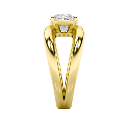 2Cttw Oval Shaped Lab Grown Diamond (F/VS) East West Solitaire Engagement Ring in 14K Gold