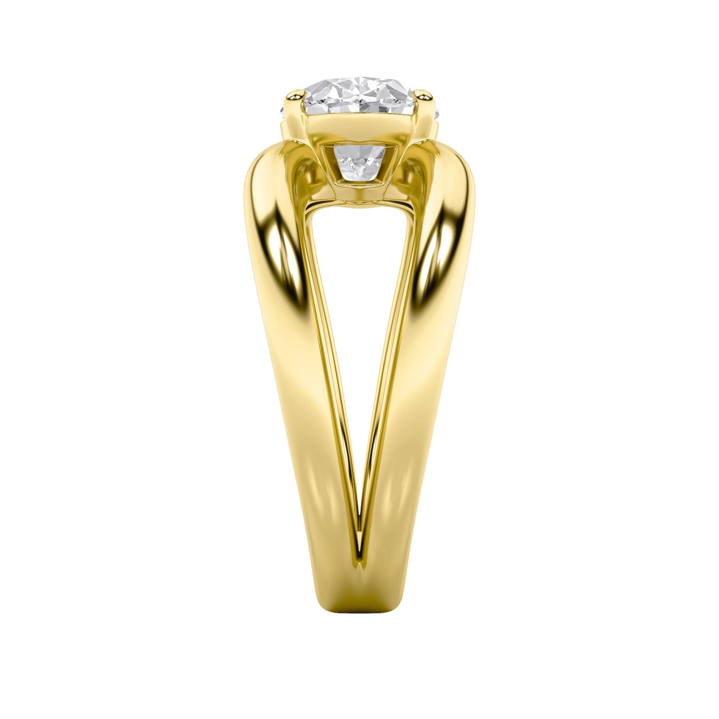 2Cttw Oval Shaped Lab Grown Diamond (F/VS) East West Solitaire Ring in 14K Gold