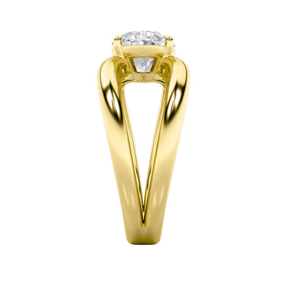 2Cttw Oval Shaped Lab Grown Diamond (F/VS) East West Solitaire Ring in 14K Gold