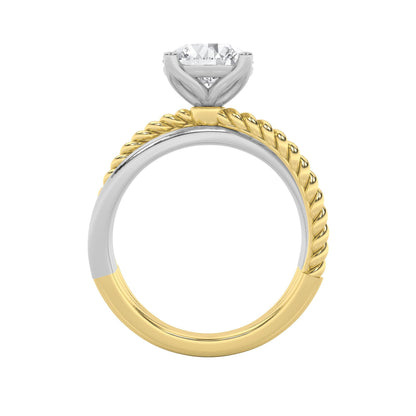 2Cttw Round Shaped Lab Grown Diamond (F/VS) Tri Color Solitaire Fancy Ring in 14K Gold