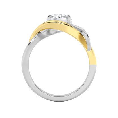 1.5Cttw Round Shaped Lab Grown Diamond (F/VS) Two-Tone Know Solitaire Engagement Ring in 14K Gold