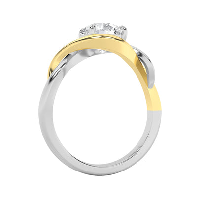 1.5Cttw Round Shaped Lab Grown Diamond (F/VS) Two-Tone Know Solitaire Engagement Ring in 14K Gold