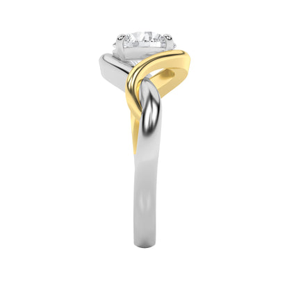 1.5Cttw Round Shaped Lab Grown Diamond (F/VS) Two-Tone Know Solitaire Engagement Ring in 14K Gold
