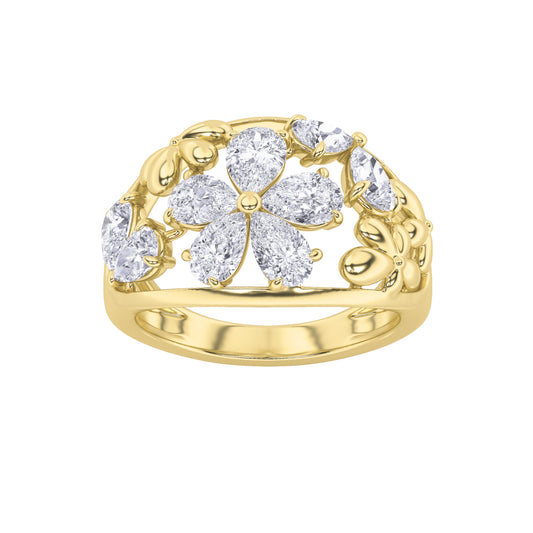 2.5Cttw Pear Shaped Lab Grown Diamond (G/VS) Fashion Ring in 14K Gold