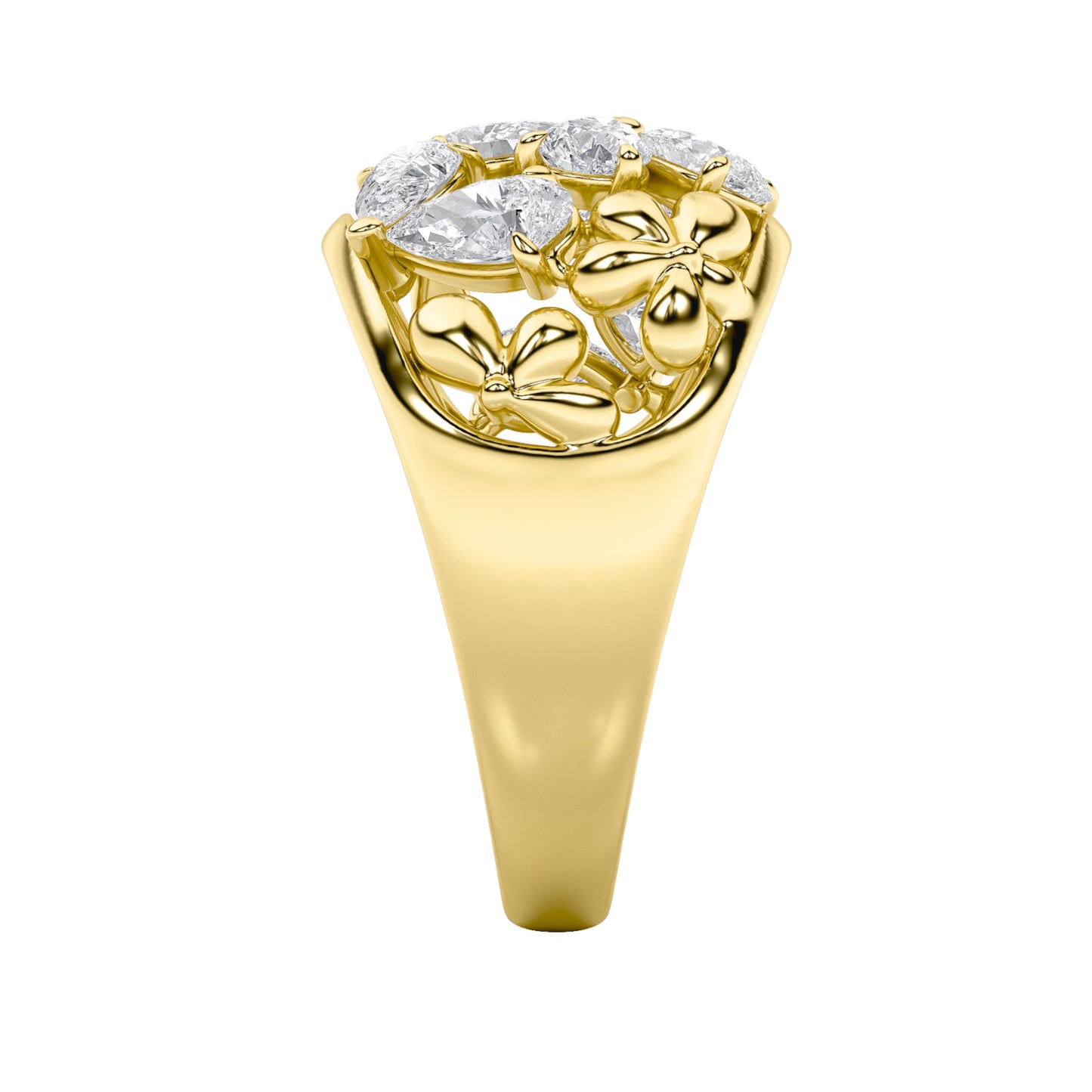 2.5Cttw Pear Shaped Lab Grown Diamond (G/VS) Fashion Ring in 14K Gold