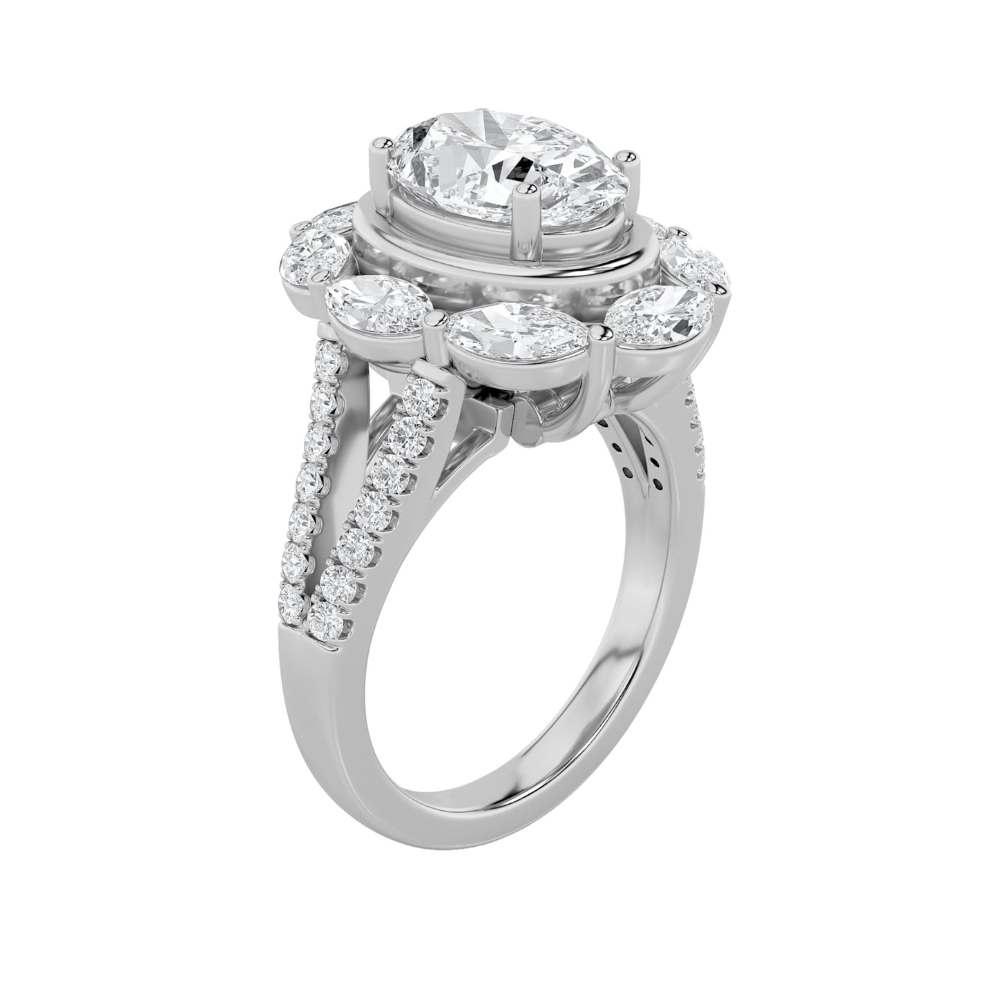 3.75Cttw Oval Shaped Lab Grown Diamond (G/VS)  Ring in 14K Gold