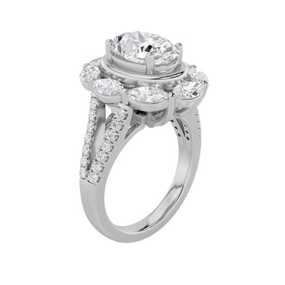 3.75Cttw Oval Shaped Lab Grown Diamond (G/VS)  Ring in 14K Gold