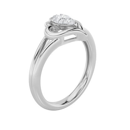 0.5Cttw Pear Shaped Lab Grown Diamond (F/VS) Heart Ring in 14K  White Gold