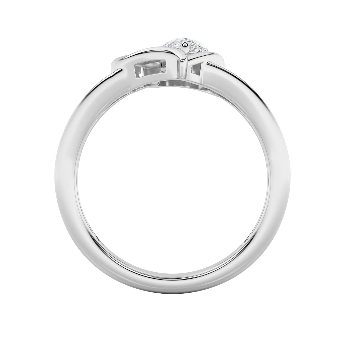 0.5Cttw Pear Shaped Lab Grown Diamond (F/VS) Heart Ring in 14K  White Gold