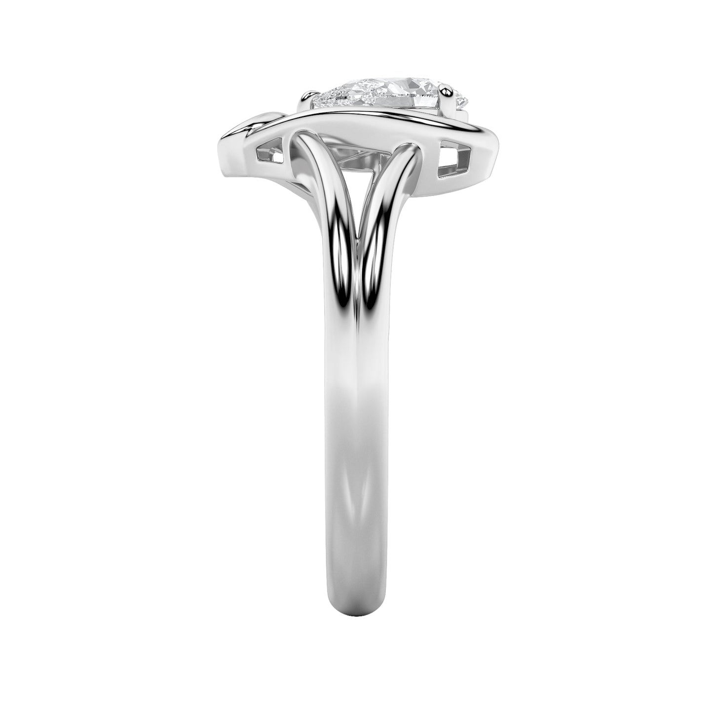 0.5Cttw Pear Shaped Lab Grown Diamond (F/VS) Heart Ring in 14K  White Gold