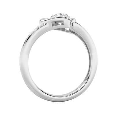0.5Cttw Pear Shaped Lab Grown Diamond (F/VS) Heart Ring in 14K  White Gold