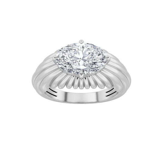 2Cttw Oval Shaped Lab Grown Diamond (F/VS) Fancy Solitaire Ring in 14K Gold