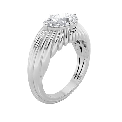 2Cttw Oval Shaped Lab Grown Diamond (F/VS) Fancy Solitaire Ring in 14K Gold