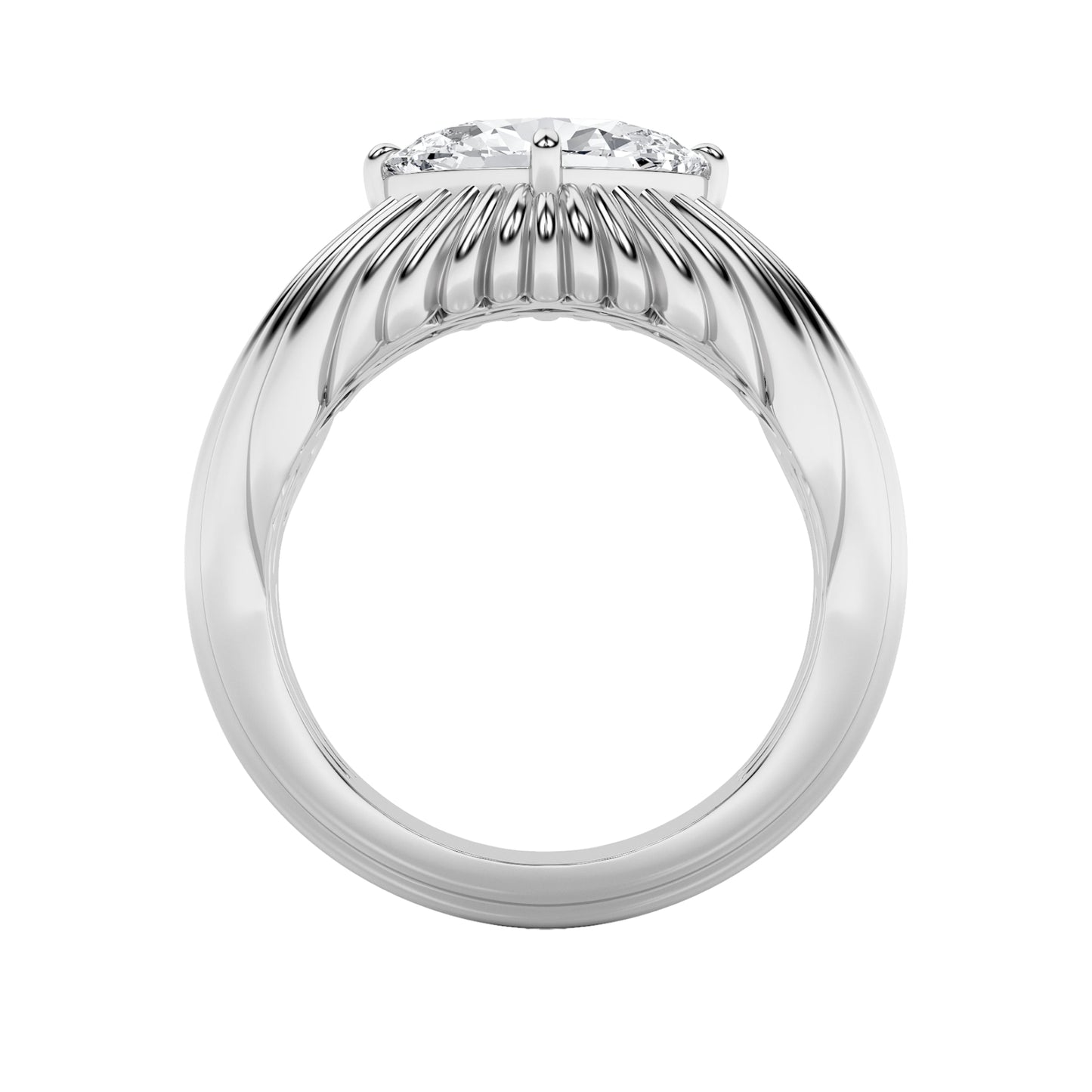 2Cttw Oval Shaped Lab Grown Diamond (F/VS) Fancy Solitaire Ring in 14K Gold