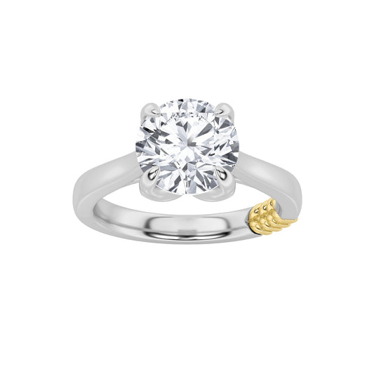 2Cttw Round Shaped Lab Grown Diamond (F/VS) Two Tone Classic Solitaire Engagement Ring in 14K Gold