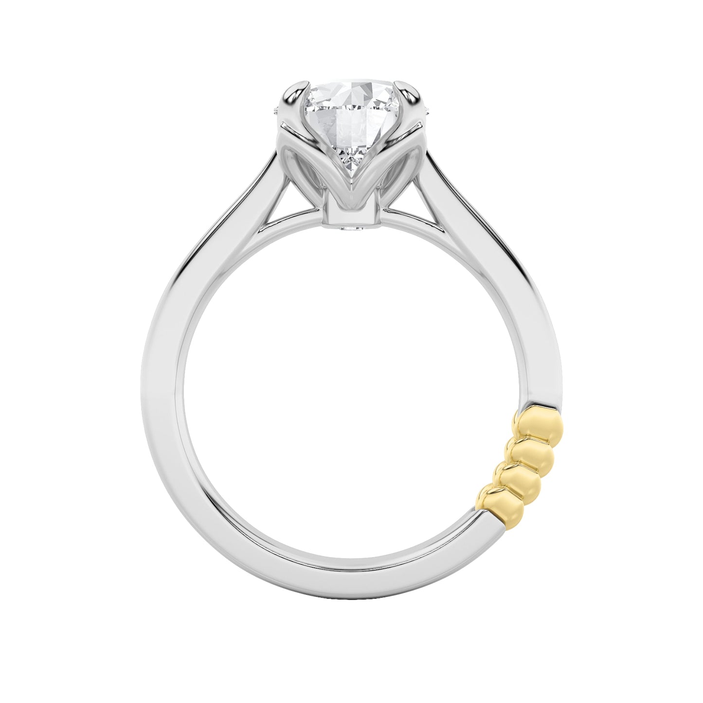 2Cttw Round Shaped Lab Grown Diamond (F/VS) Two Tone Classic Solitaire Engagement Ring in 14K Gold