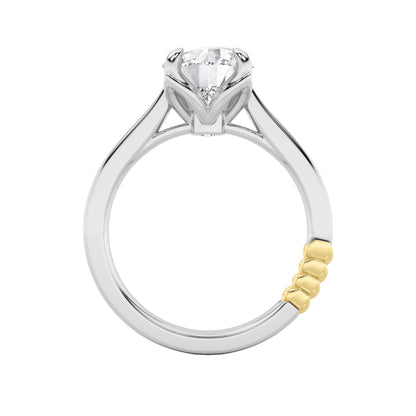 2Cttw Round Shaped Lab Grown Diamond (F/VS) Two Tone Classic Solitaire Engagement Ring in 14K Gold