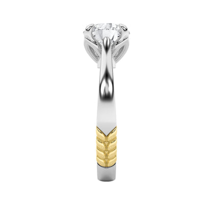 2Cttw Round Shaped Lab Grown Diamond (F/VS) Two Tone Classic Solitaire Engagement Ring in 14K Gold