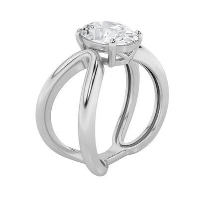 2Cttw Oval Shaped Lab Grown Diamond (F/VS) Criss Cross Fancy Solitaire Ring in 14K Gold
