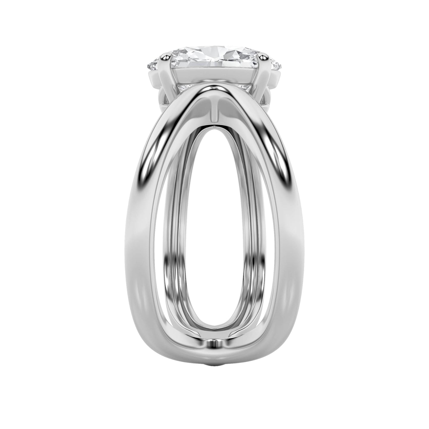 2Cttw Oval Shaped Lab Grown Diamond (F/VS) Criss Cross Fancy Solitaire Ring in 14K Gold