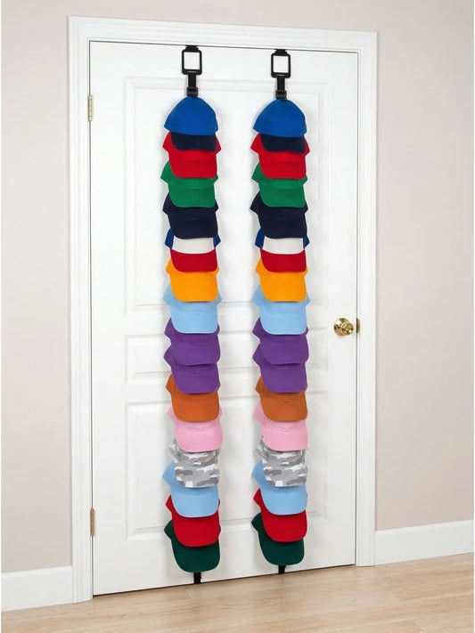 2-Pack Over-the-Door Cap Rack Organizer – Holds Up to 30 Baseball Hats