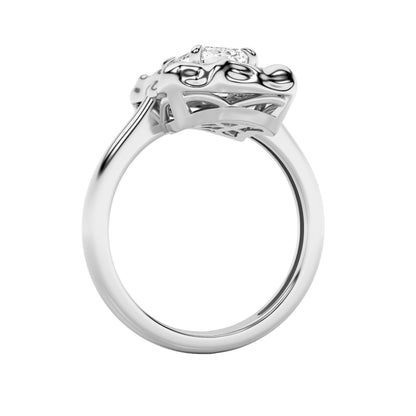 1.5Cttw Emerald Shaped Lab Grown Diamond (F/VS) Organic Design Solitaire Ring in 14K Gold