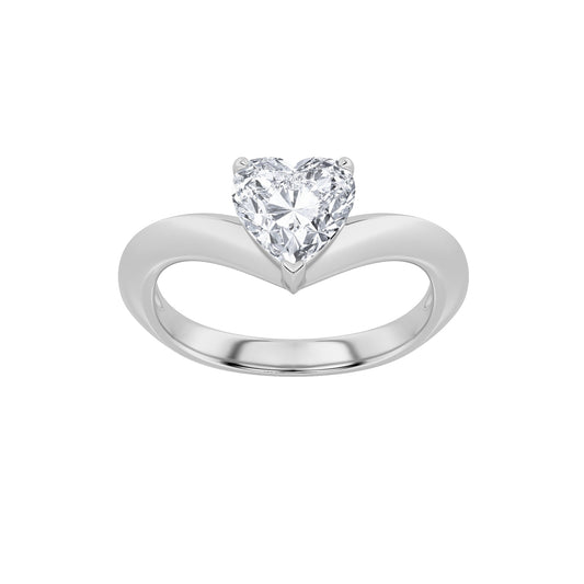 1Cttw Heart Shaped Lab Grown Diamond (F/VS) Heart Shaped Ring in 14K Gold
