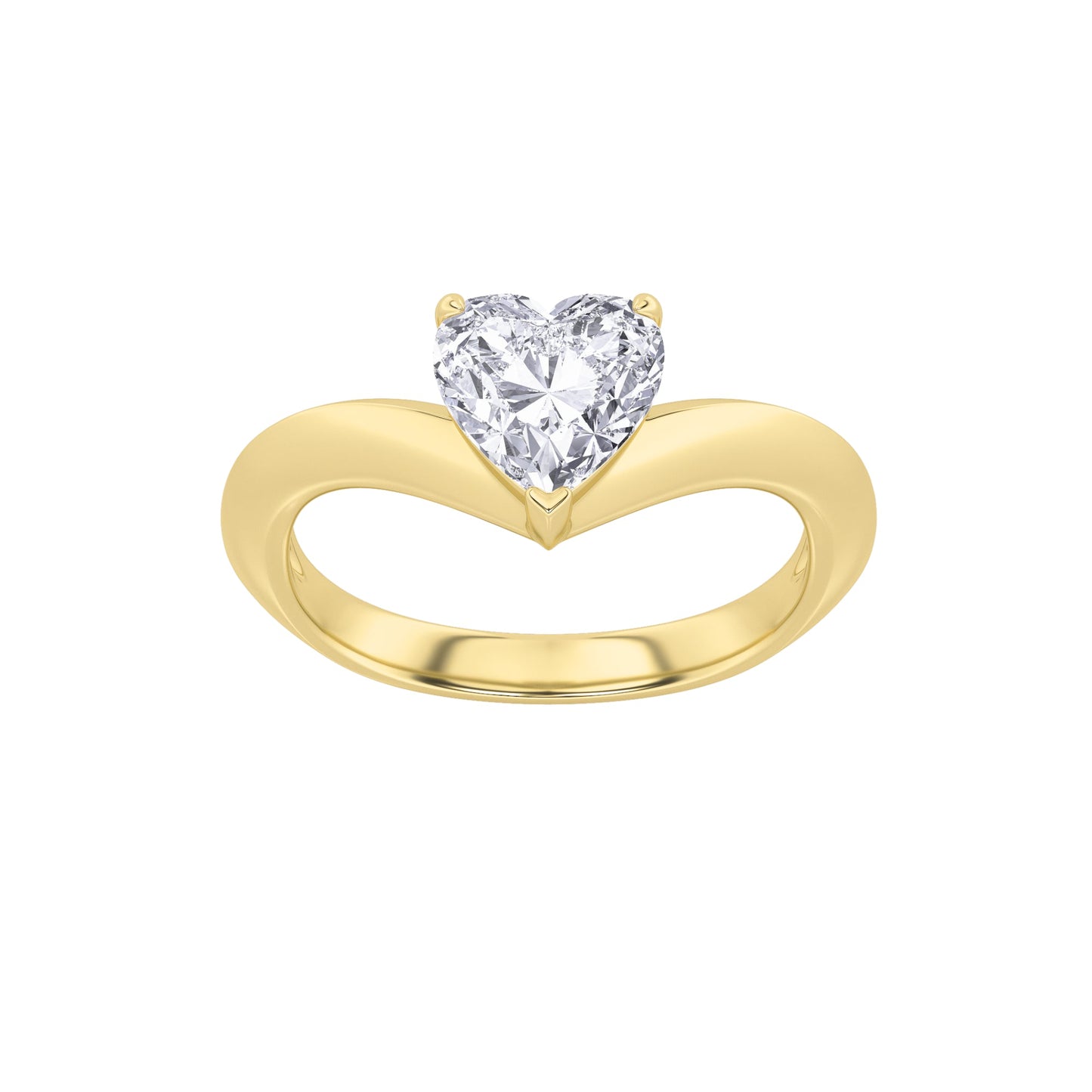 1Cttw Heart Shaped Lab Grown Diamond (F/VS) Heart Shaped Ring in 14K Gold