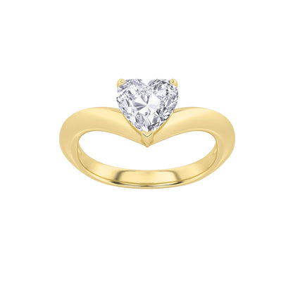 1Cttw Heart Shaped Lab Grown Diamond (F/VS) Heart Shaped Ring in 14K Gold