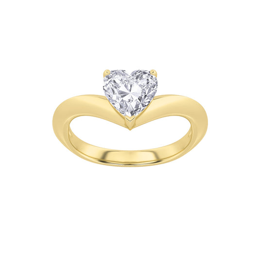 1Cttw Heart Shaped Lab Grown Diamond (F/VS) Heart Shaped Ring in 14K Gold