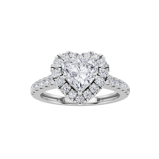 1.5Cttw Heart Shaped Lab Grown Diamond (F/VS) Heart Shaped Ring in 14K Gold