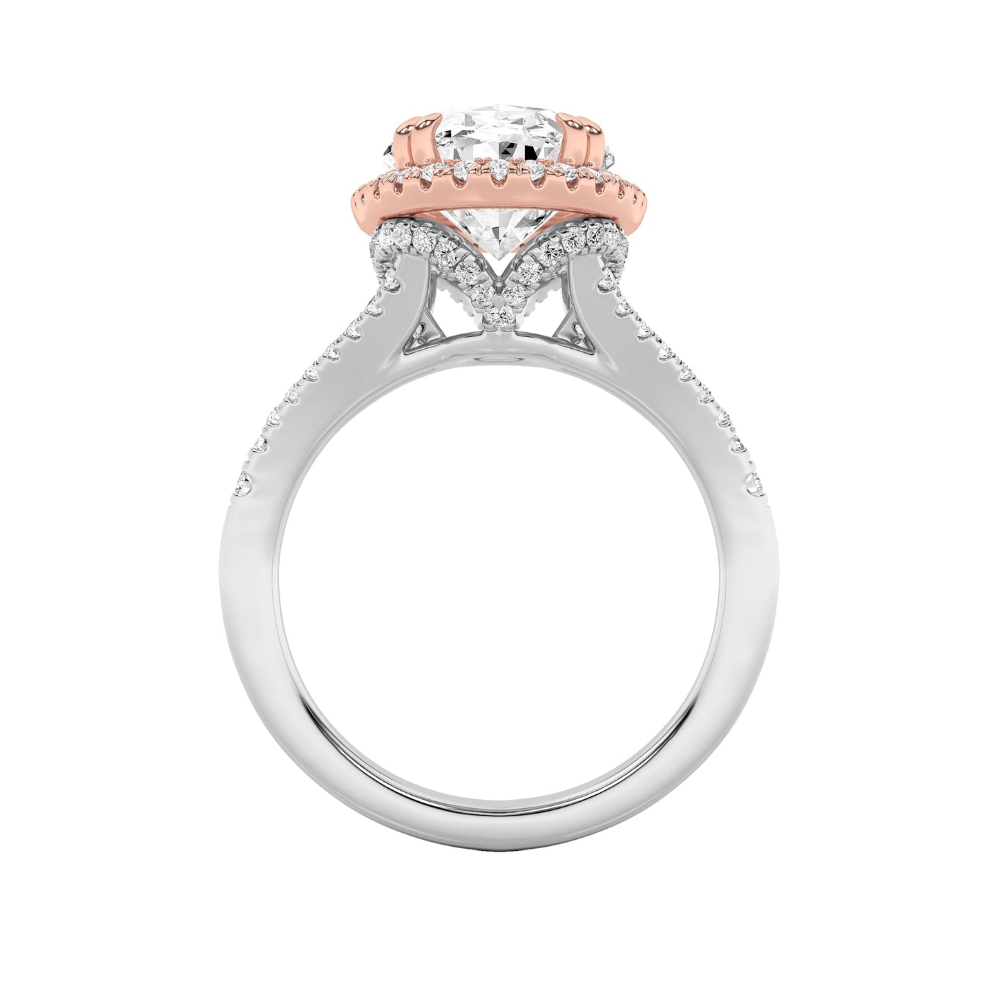 4.5Cttw Oval Shaped Lab Grown Diamond (F/VS) Bold Accented Statement Engagement Ring in 14K Gold