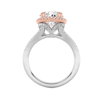 4.5Cttw Oval Shaped Lab Grown Diamond (F/VS) Bold Accented Statement Engagement Ring in 14K Gold