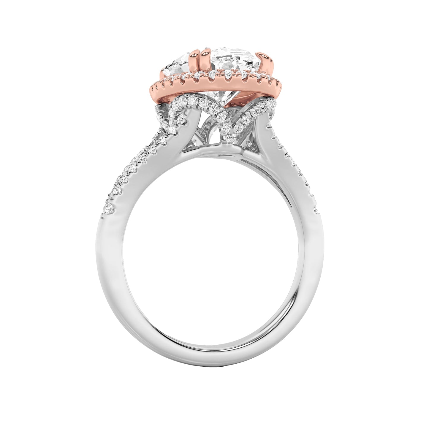 4.5Cttw Oval Shaped Lab Grown Diamond (F/VS) Bold Accented Statement Engagement Ring in 14K Gold