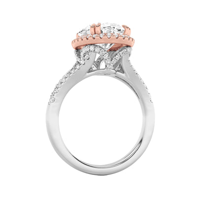 4.5Cttw Oval Shaped Lab Grown Diamond (F/VS) Bold Accented Statement Engagement Ring in 14K Gold