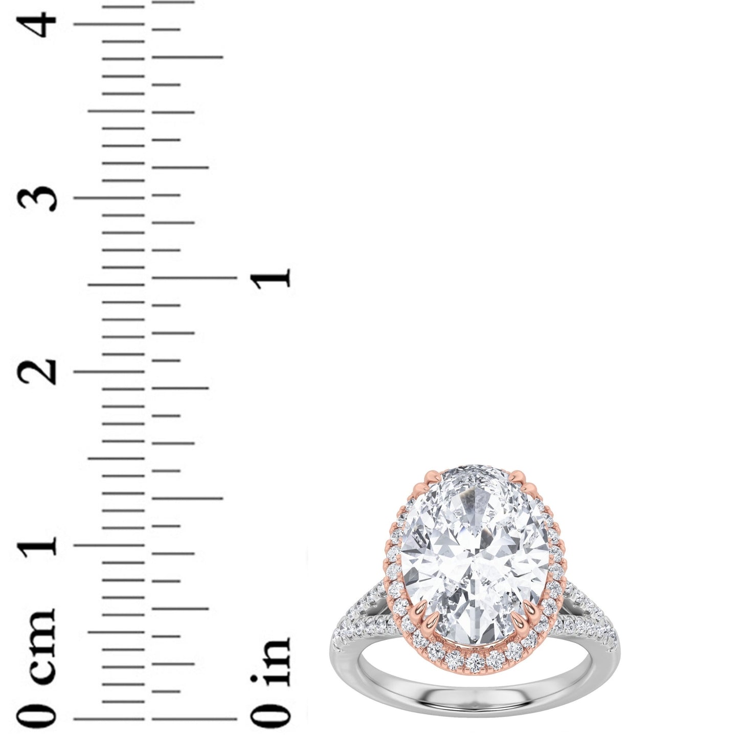 4.5Cttw Oval Shaped Lab Grown Diamond (F/VS) Bold Accented Statement Engagement Ring in 14K Gold