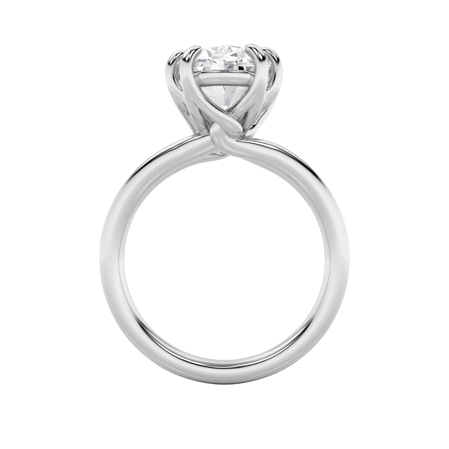 5Cttw Oval Shaped Lab Grown Diamond (F/VS) Bold Split Shank Solitaire Engagement Ring in 14K Gold