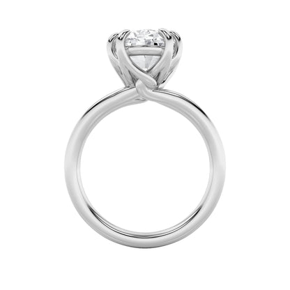 5Cttw Oval Shaped Lab Grown Diamond (F/VS) Bold Split Shank Solitaire Engagement Ring in 14K Gold