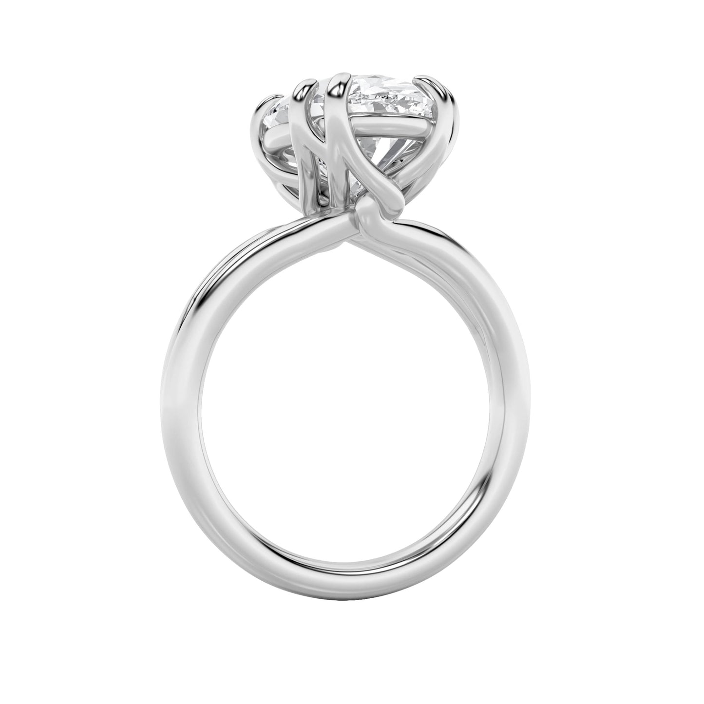5Cttw Oval Shaped Lab Grown Diamond (F/VS) Bold Split Shank Solitaire Engagement Ring in 14K Gold