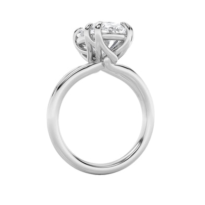 5Cttw Oval Shaped Lab Grown Diamond (F/VS) Bold Split Shank Solitaire Engagement Ring in 14K Gold