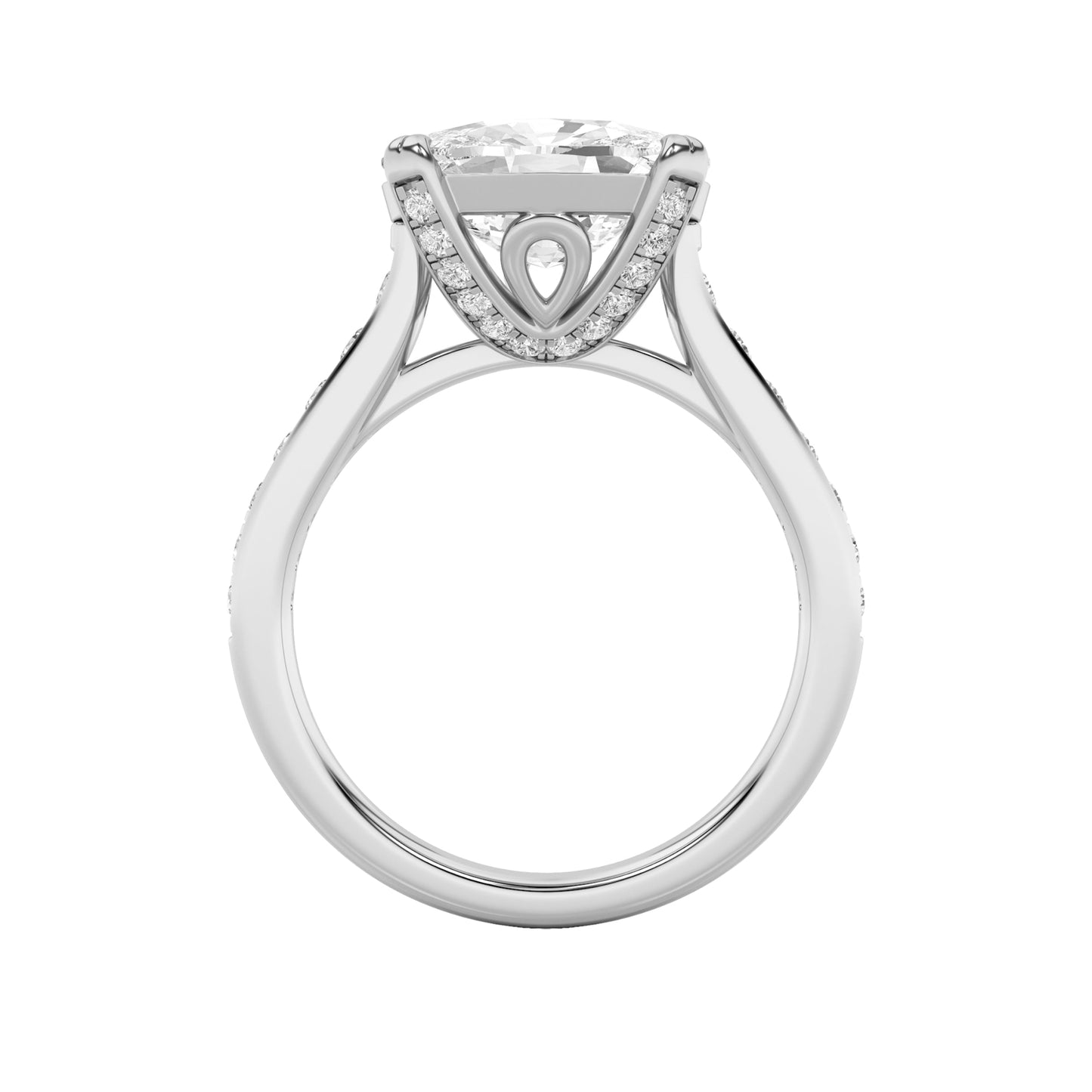 4.5Cttw Elongated Cushion Shaped Lab Grown Diamond (F/VS) Bold Accented East West Set Engagement Ring in 14K Gold