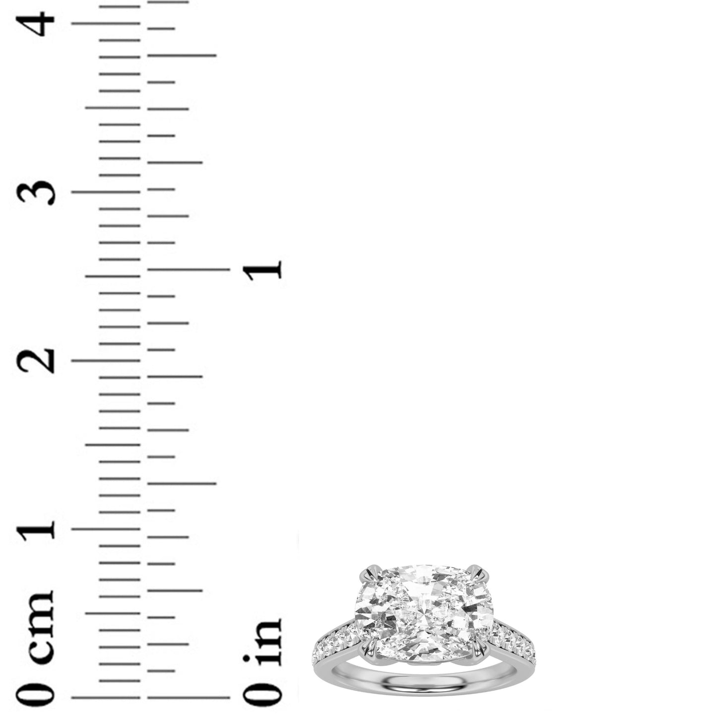 4.5Cttw Elongated Cushion Shaped Lab Grown Diamond (F/VS) Bold Accented East West Set Engagement Ring in 14K Gold