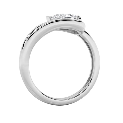 1Cttw Pear Shaped Lab Grown Diamond (F/VS) East West Solitaire Ring in 14K Gold