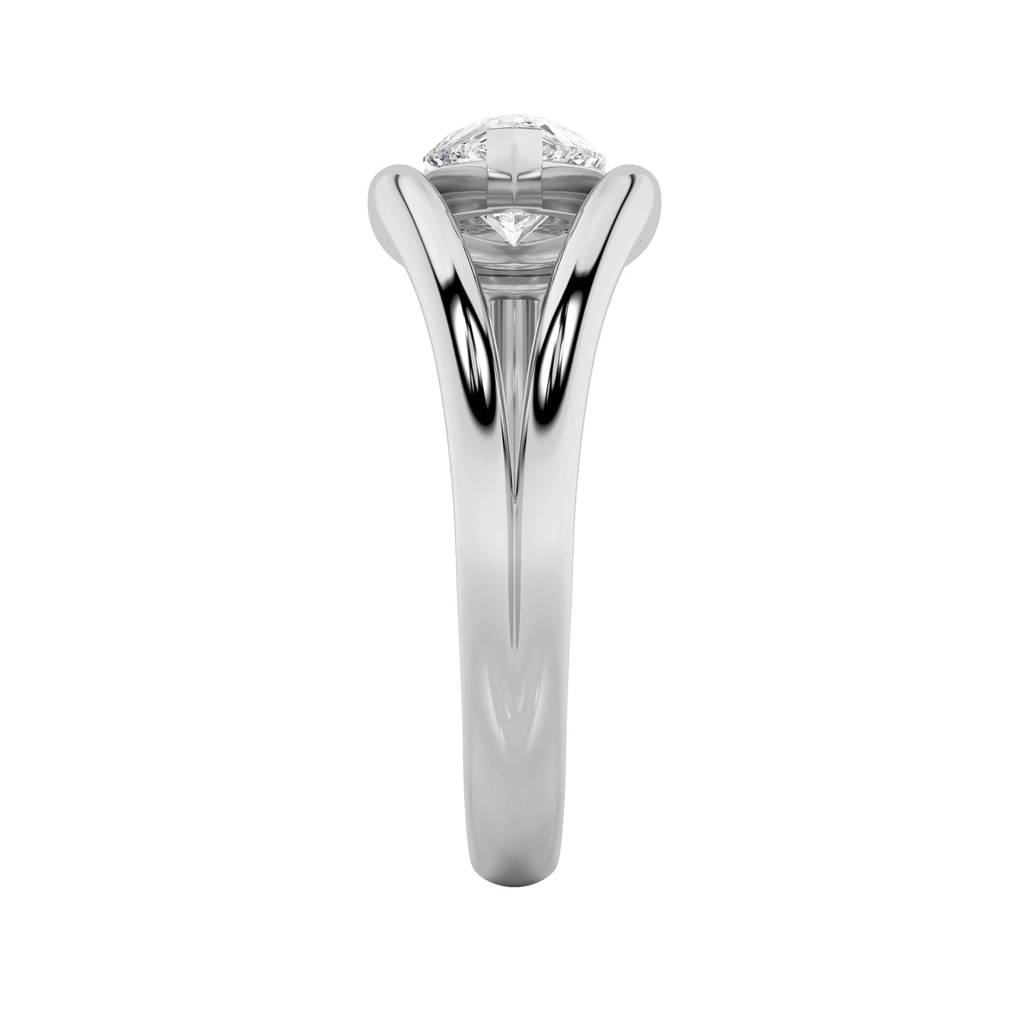 1Cttw Pear Shaped Lab Grown Diamond (F/VS) East West Solitaire Ring in 14K Gold